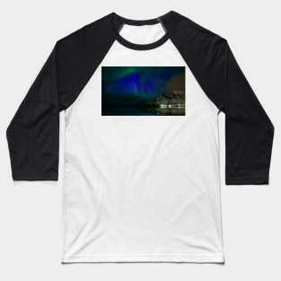 Northern lights, Skagsanden beach, Lofoten Islands, Norway (F021/4324) Baseball T-Shirt